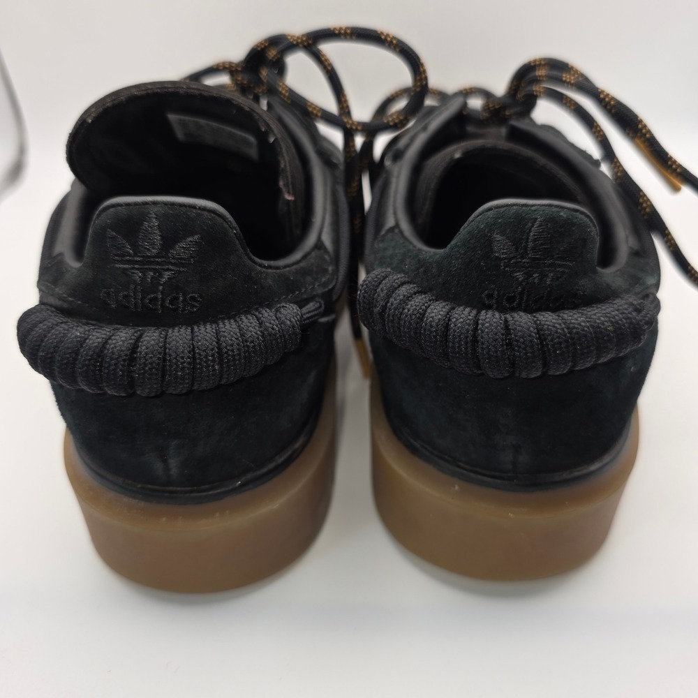All-Black Leather & Suede Platform Sneakers with Gum Sole - Picture 4 of 11